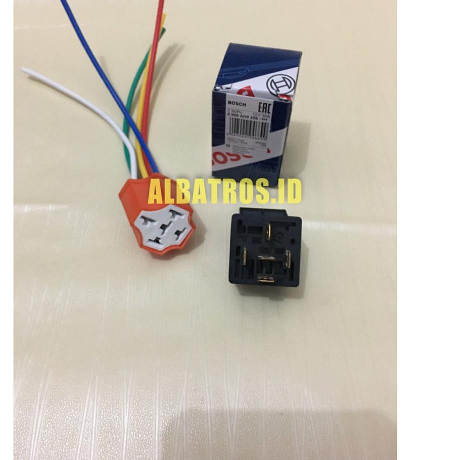 Jual Branded⭐ Soket riley keramik+relay bosch kaki 5 lima 12v 30A AH0250 klakson