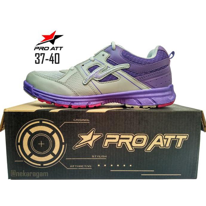 Jual SEPATU PRO ATT LG 456 ABUABU/UNGU, SEPATU SPORT RUNNING WANITA