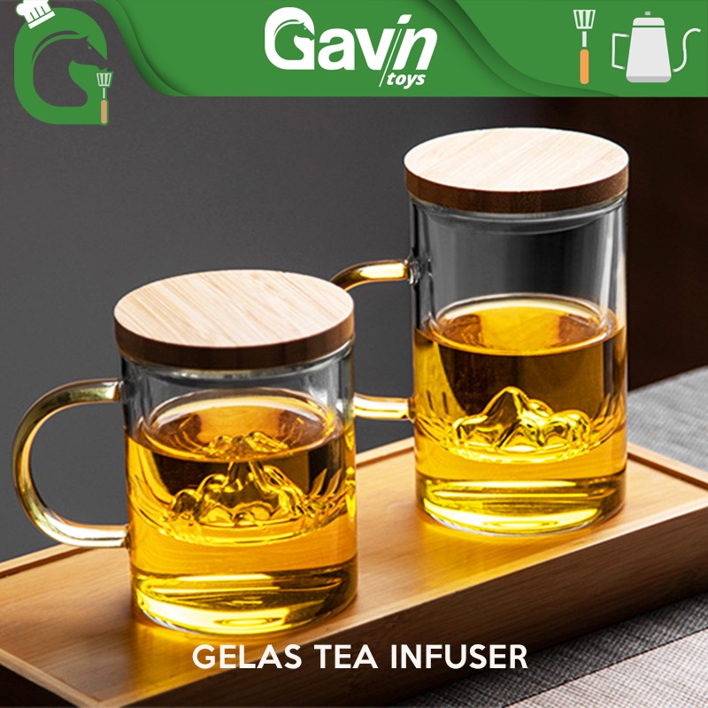 Jual Gelas Teh Kaca Saringan Teh Herbal Tea Infuser Glass Tea Maker Gelas Tea Filter Shopee 6190