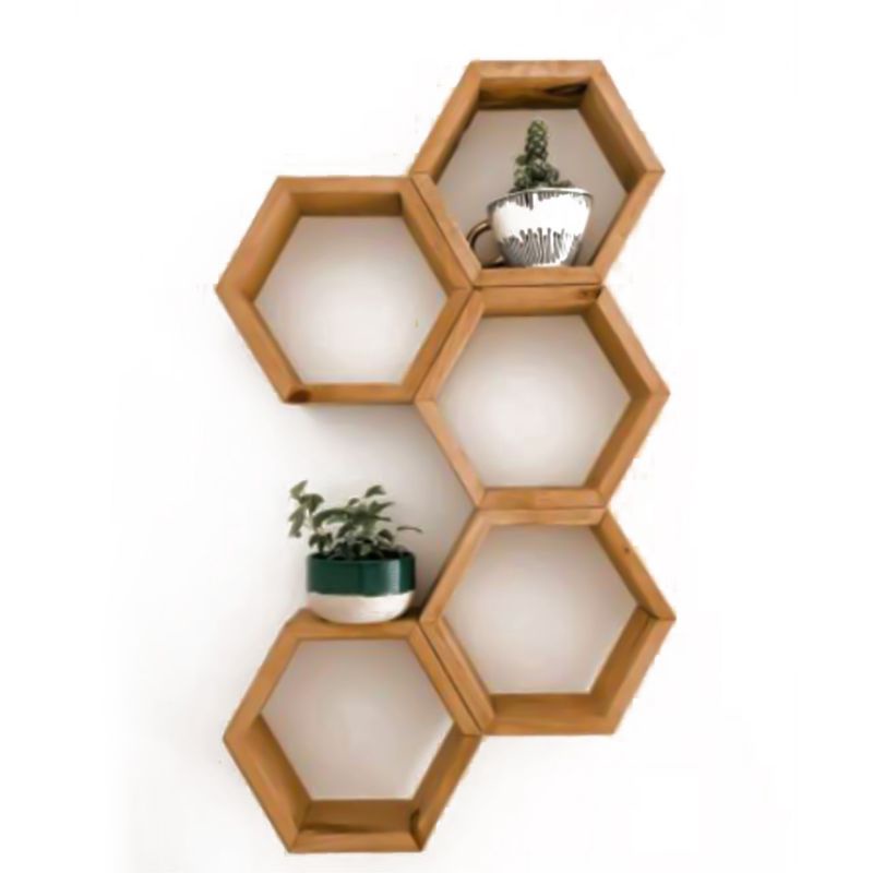 Jual Rak kayu segi 6 Hexagonal HARGA 1pc ambalan heksagonal segi enam ...