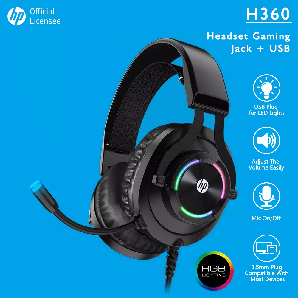Jual Headset Gaming HP H360 Speaker Diameter 50mm / Koneksi Jack 3