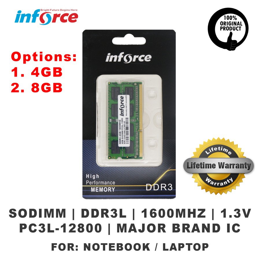 Jual Inforce Memory RAM 4GB / 8GB DDR3L For Notebook NB Laptop 1600MHZ ...