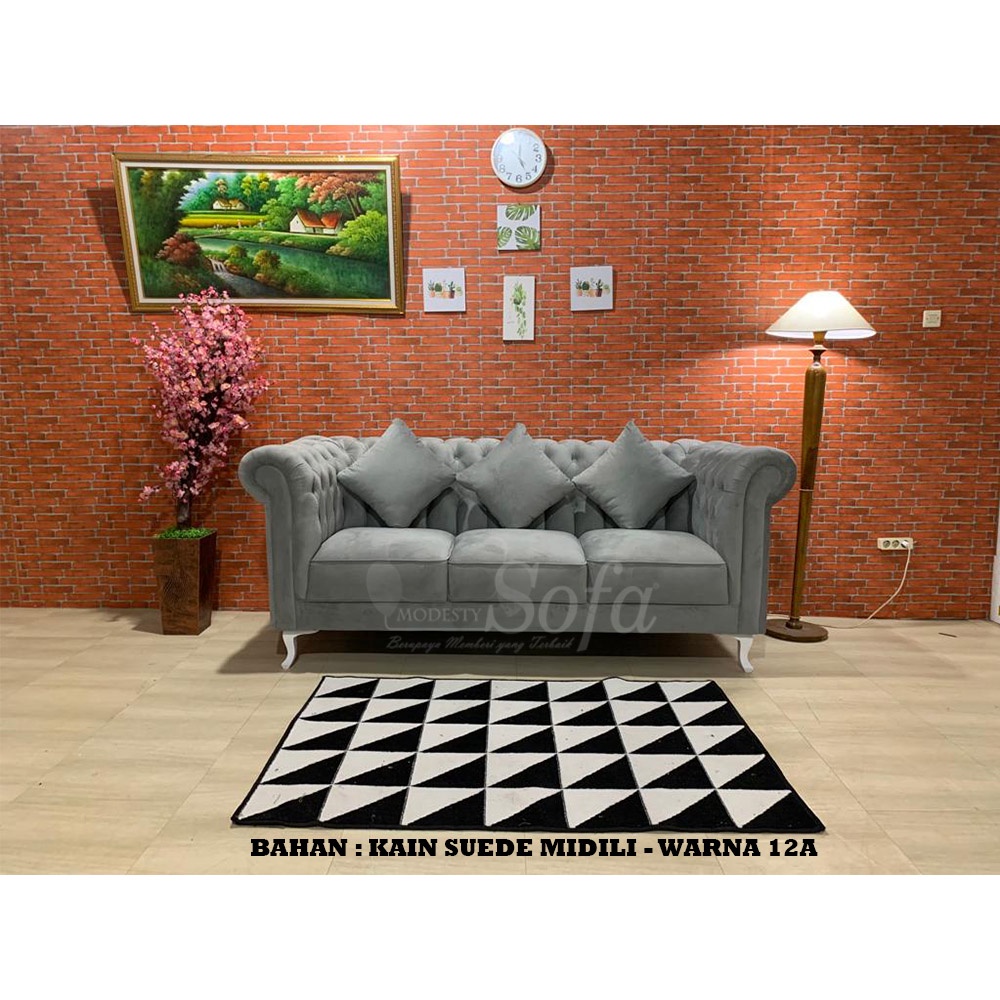 Jual Sofa Ruang Tamu Modesty 3 Seater Chesterfield Shopee Indonesia