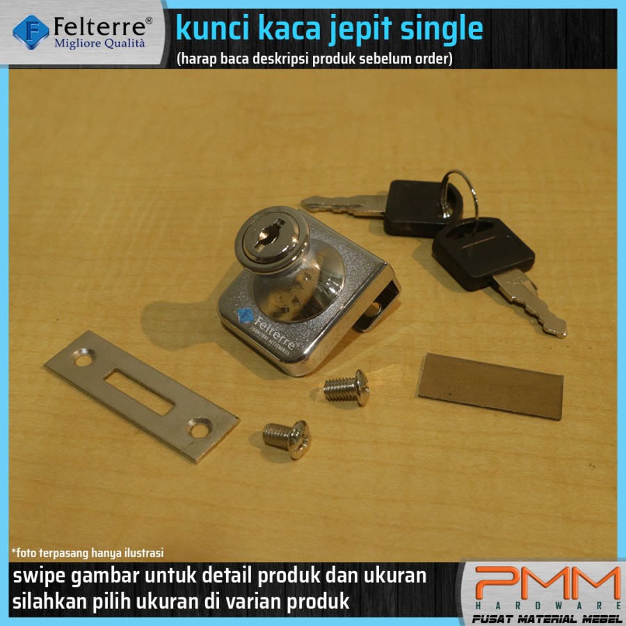 Jual kunci kaca jepit single FELTERRE | cabinet glass lock kabinet 1 ...