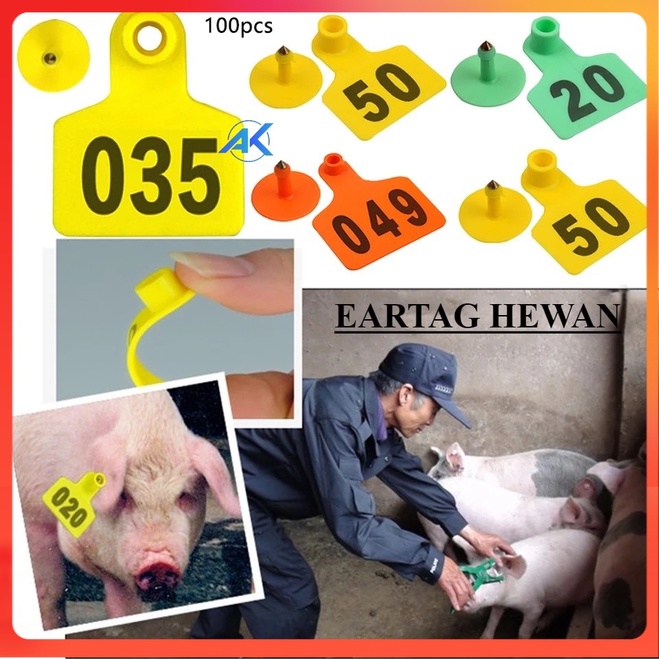 Jual 100 PCS EARTAG TELINGA HEWAN PENANDA SAPI BABI KAMBING | Shopee ...