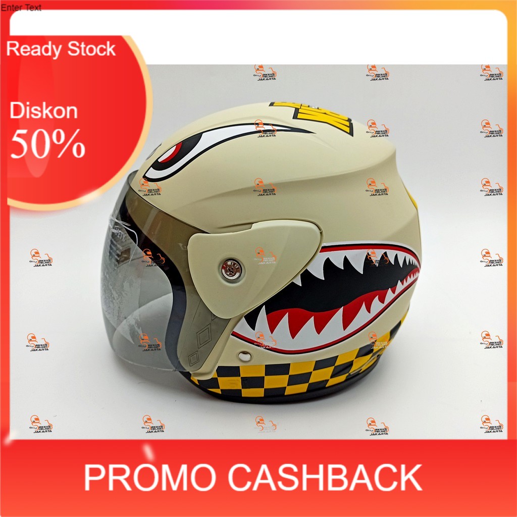 Jual HELM HELEM SHARK WAR HAWK CREAM DOFF HALF FACE MODEL GM EVO IJIN