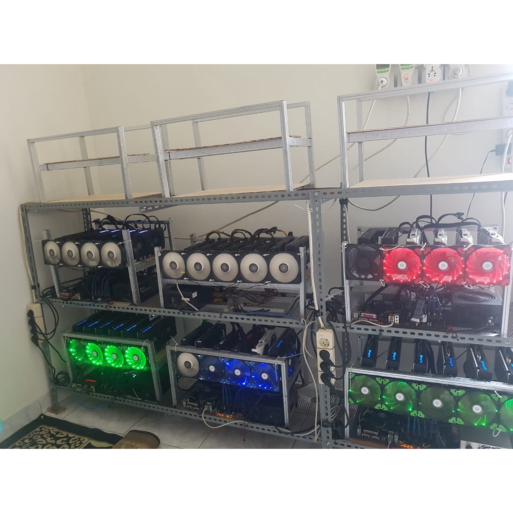 Jual Rig Mining (rak menambang) cyrpto bisa 6 vga_Mining RIG_Rig VGA ...