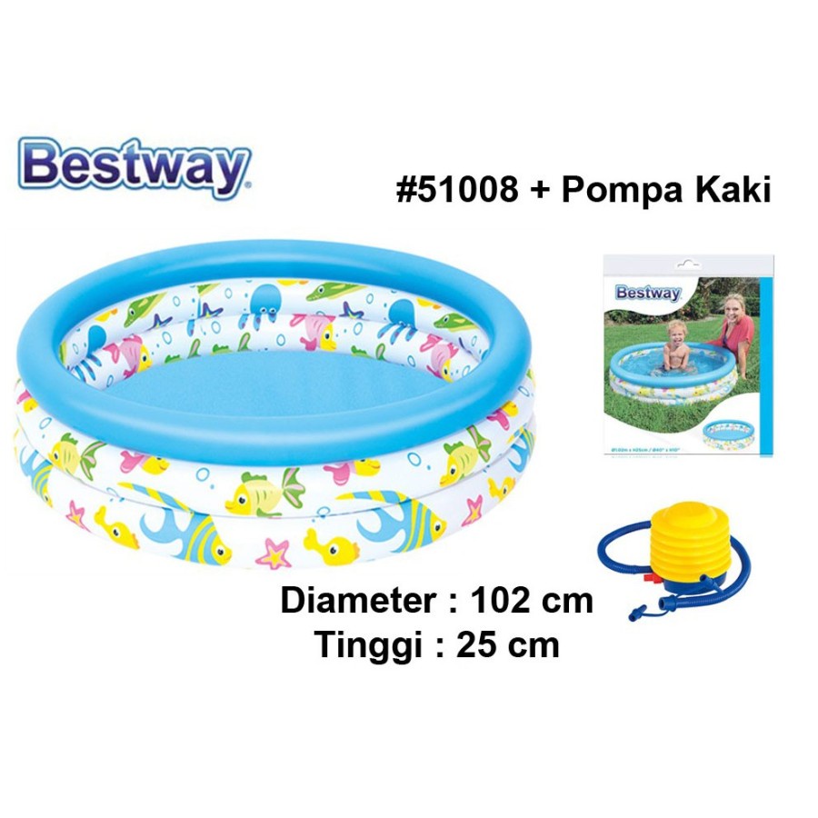 Jual BESTWAY 51008 KOLAM RENANG ANAK OCEAN 102cm / MAINAN MANDI BOLA ...