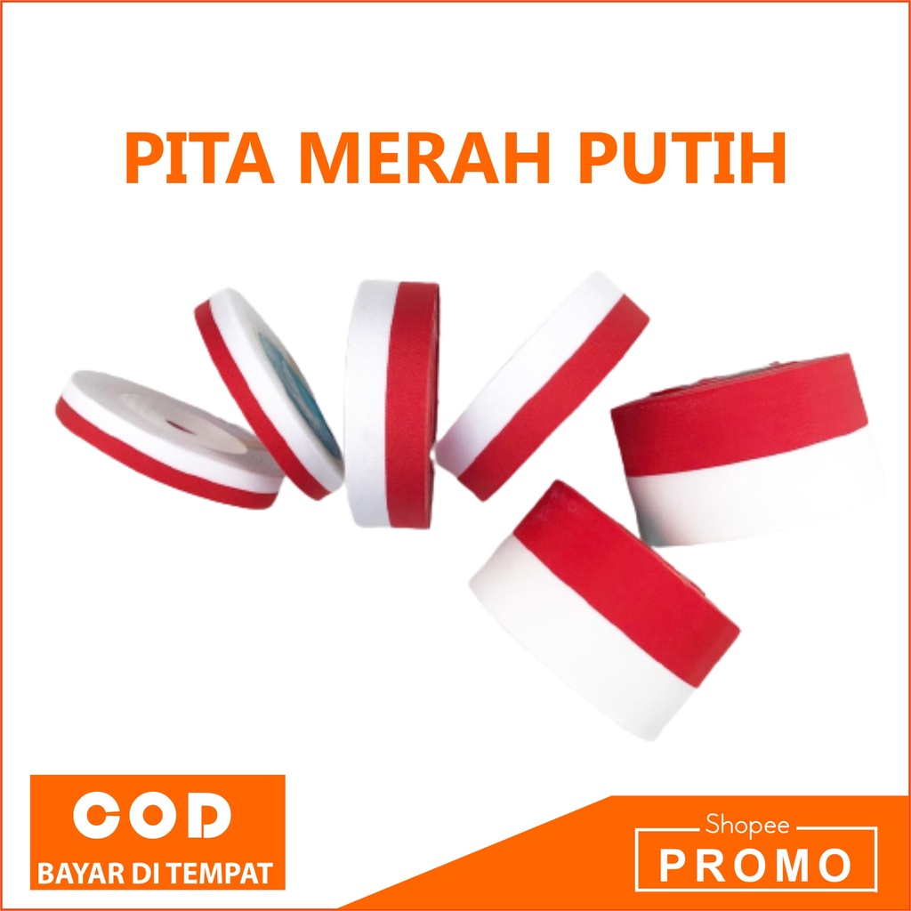 Jual Pita Merah Putih Roll 1 Inch Ikat Kepala Indonesia Kain 12 Inch Besar Kecil Hut Ri 17 