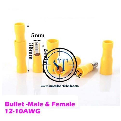 Jual BA177C Yellow Bullet Wire Connector Terminal Kabel Quick Cable