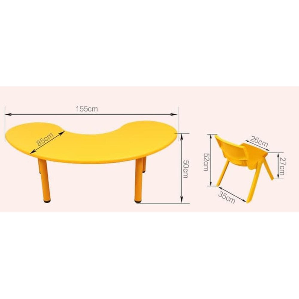 Jual Satu Set Meja plastik setengah bulat warna kuning Limited | Shopee ...