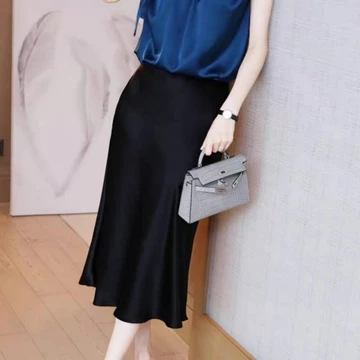 MDLV ~ 7884 Genevieve Midi Skirt Premium Women Satin Skirt Rok Midi Satin Rok Premium Rok Satin