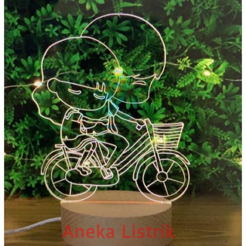 Jual LAMPU HIAS LED 3D / LAMPU TIDUR HIAS DIMENSI 3 WARNA PUTIH KUNING