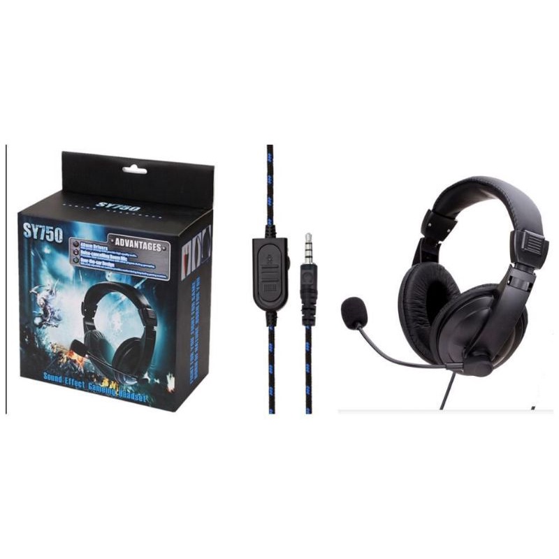 Jual Headphone Gaming SY750 ExtraBass Mic Earphone Gaming SY750 Mic 3 ...