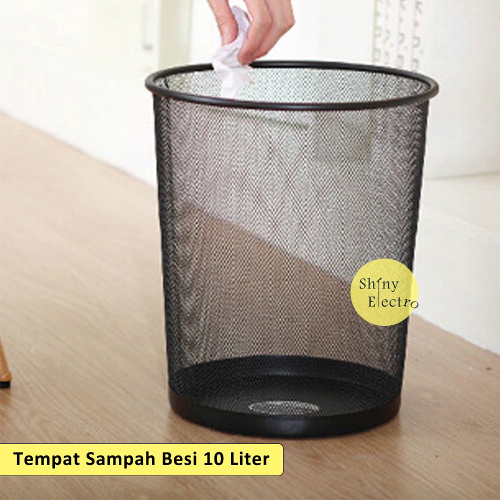 Jual Tempat Tong Sampah Jaring Besi Kantor Hitam 10 Liter 10l Kokoh