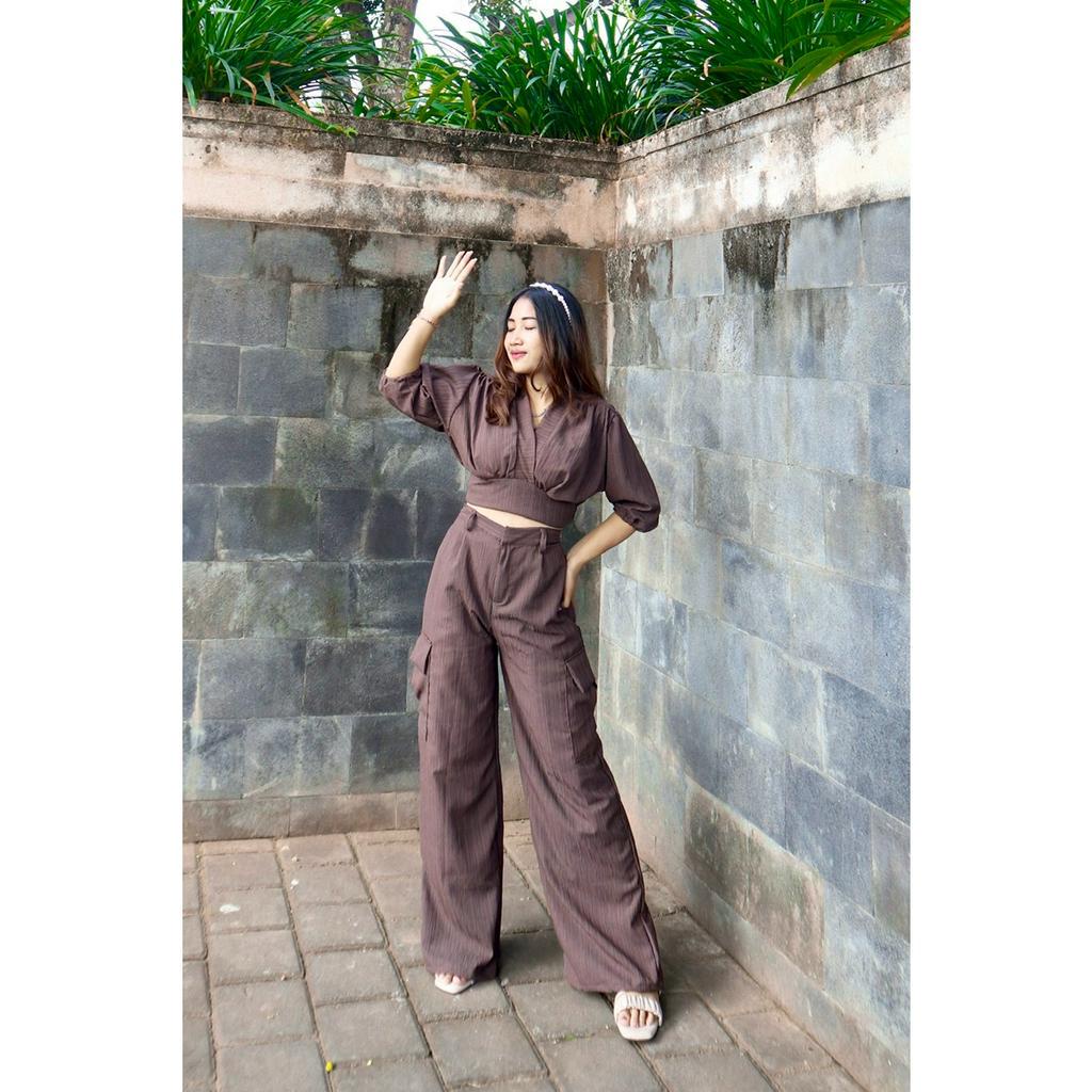 Jual Kulot Highwaist Cargo Lady Willow Cargo Pants Celana Kargo