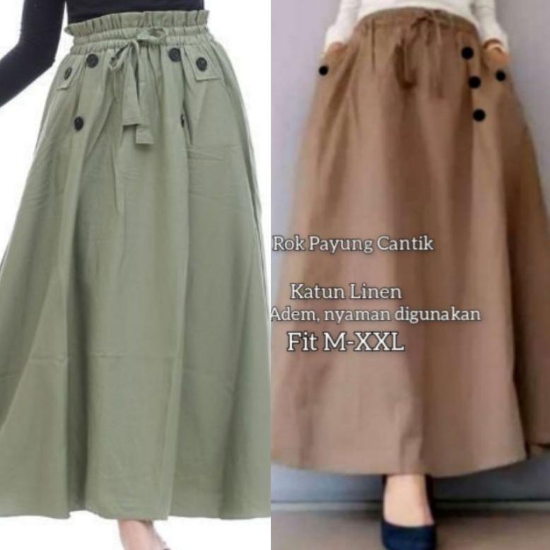 Jual ROK PAYUNG KATUN JUMBO/FLARE SKIRT PREMIUM/ROK KERJA CIGARETH {PPT ...