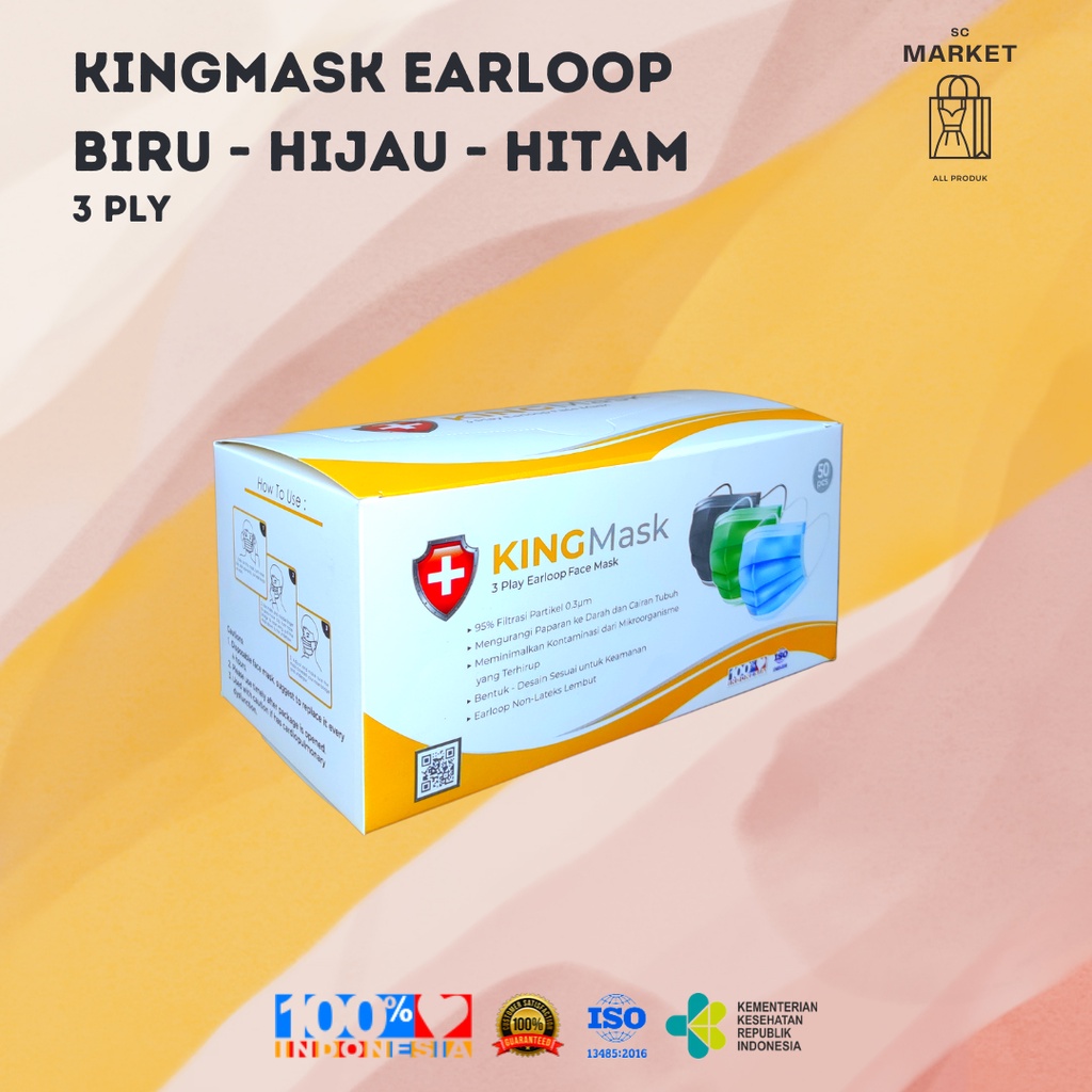 Jual Masker Earloop Kingmask - 3Ply - Isi 50 Pcs - ORIGINAL - KEMENKES ...