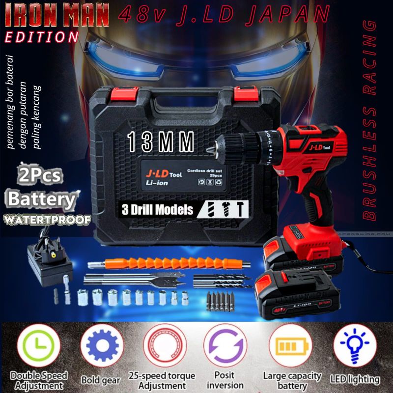 Jual Bor baterai 48v Brushless 13mm JLD Terlaris impact drill charger