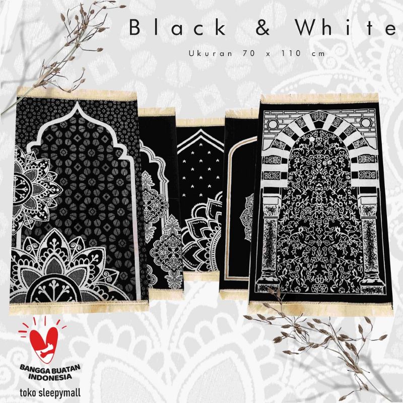 Jual SAJADAH PREMIUM TURKIYEGOLD/SAJADAH BELUDRU WARNA HITAM PUTIH