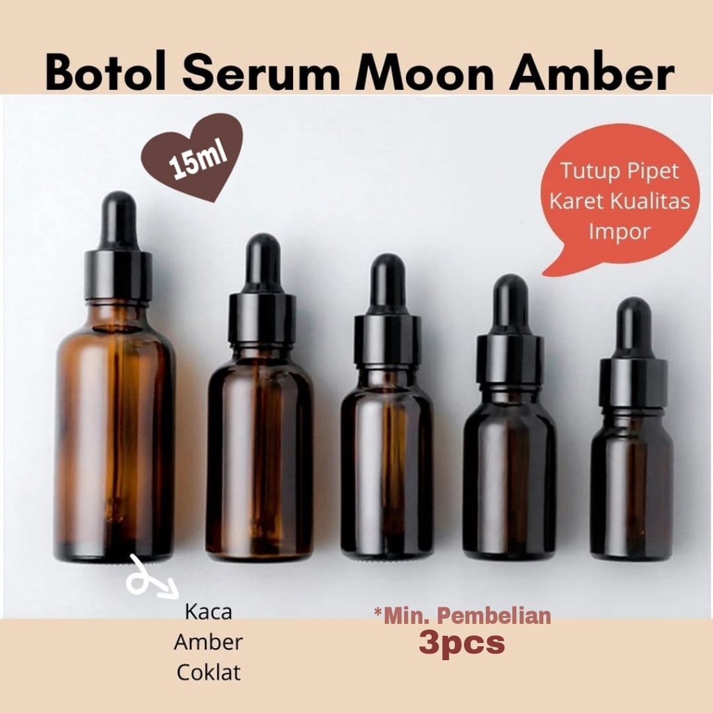 Jual Botol Serum Skincare Essence Dropper Pipet Kaca Moon Amber Coklat ...