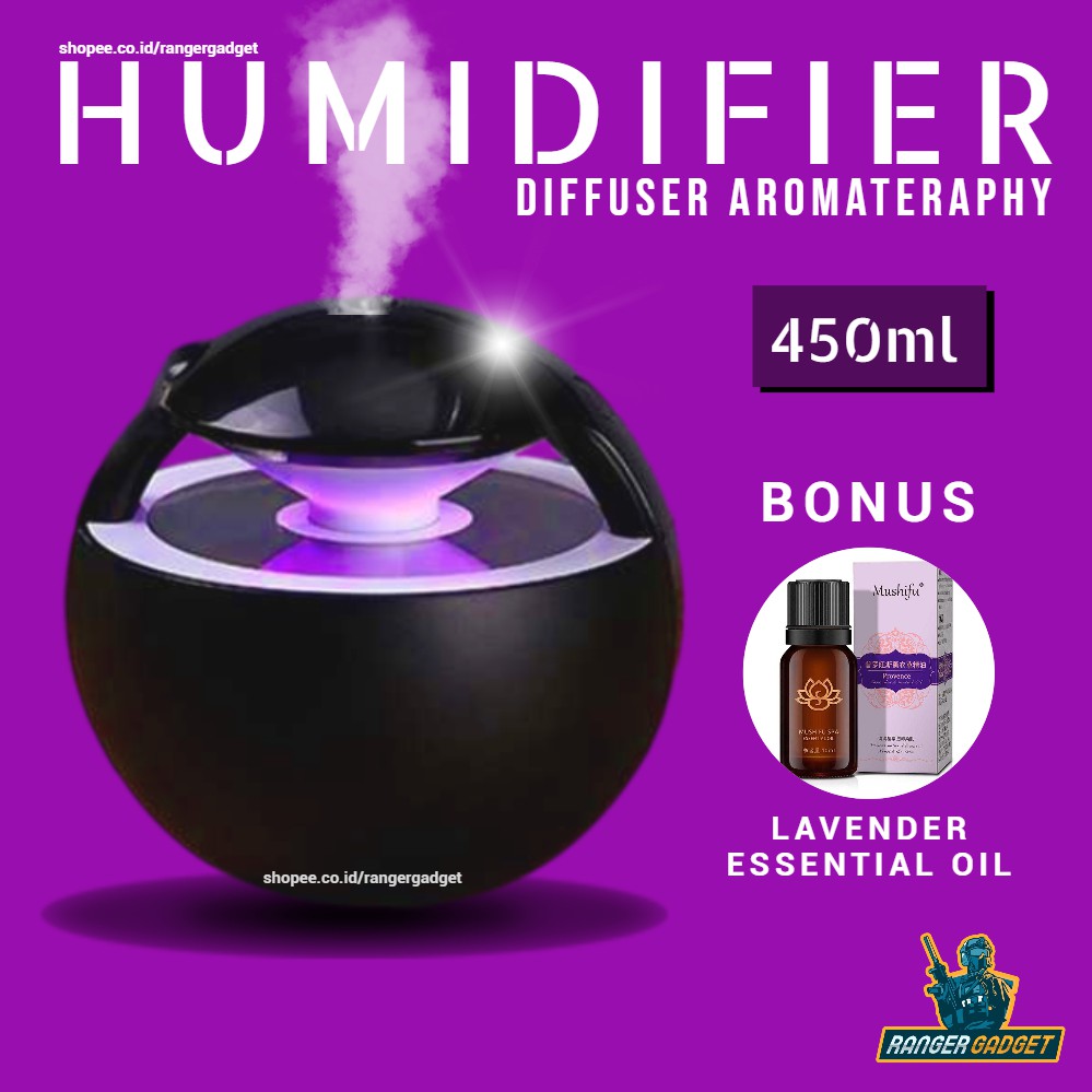 Jual Diffuser Aromatherapy Air Humidifier LED Ultrasonic Diffuser 450ml ...