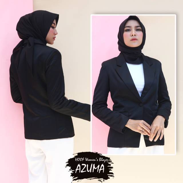 Jual Blazer Wanita Azzuma Black Jas Kerja Cewek Kantor Resmi Formal