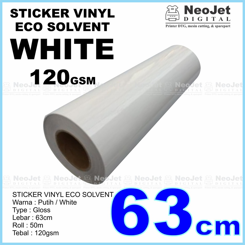 Jual Sticker Vinyl ECO SOLVENT Roll 63 cm White 50 meter Putih Murah ...
