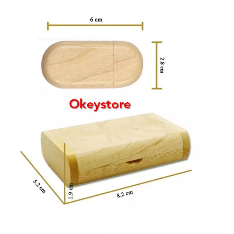 Jual FLASHDISK 4GB 8GB 16GB 32GB KAYU OVAL + BOX KAYU UPSLIDE REAL ...