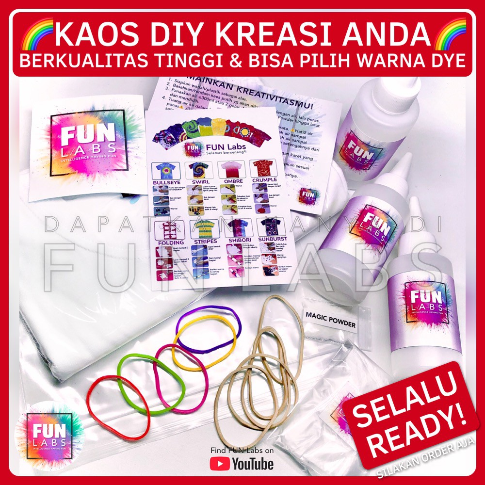 Jual PAKET TIE DYE KIT T SHIRT BAJU KAOS KATUN PREMIUM WARNA AMAN