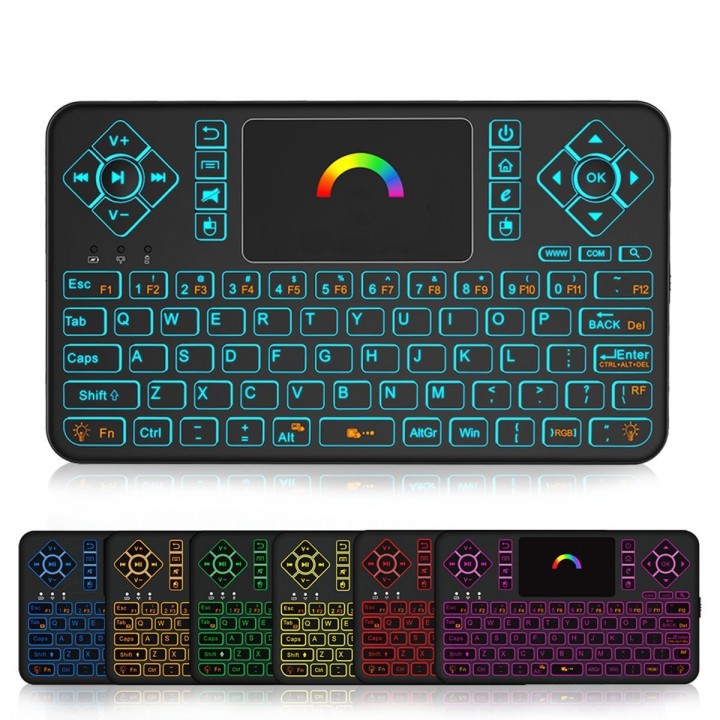 Jual TOP2908 Q9-2L Mini 2.4G Wireless Keyboard Touchpad Rainbow ...
