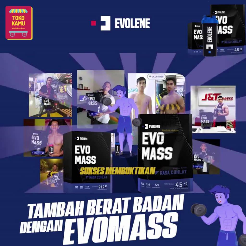 Jual EVO MASS 912 GRAM GR (2LBS) BPOM HALAL EVOMASS GAINER EVOLENE SUSU ...