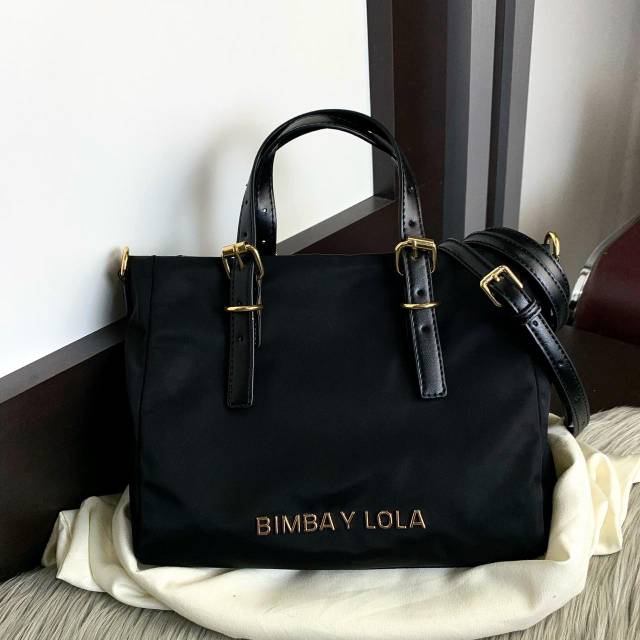 Bimba Y Lola Nylon Bag Black Hitam Authentic