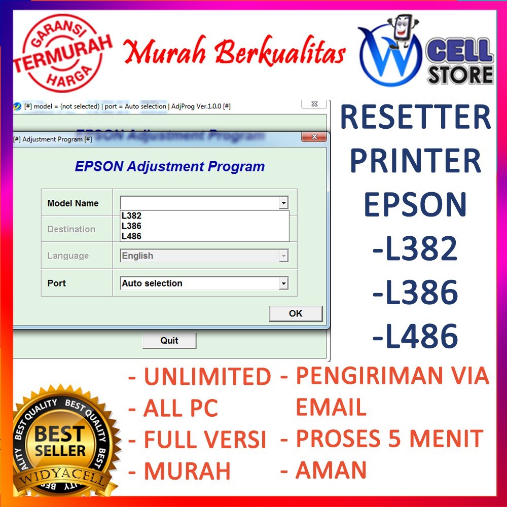 Jual DVD SOFTWARE RESETTER / RESET / RESETER PRINTER EPSON L382 L386 L486 UNLIMITED ALL PC