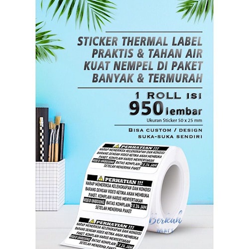 Jual Stiker Sticker Kertas termal Thermal Label Barcode 50 x 25 mm ...
