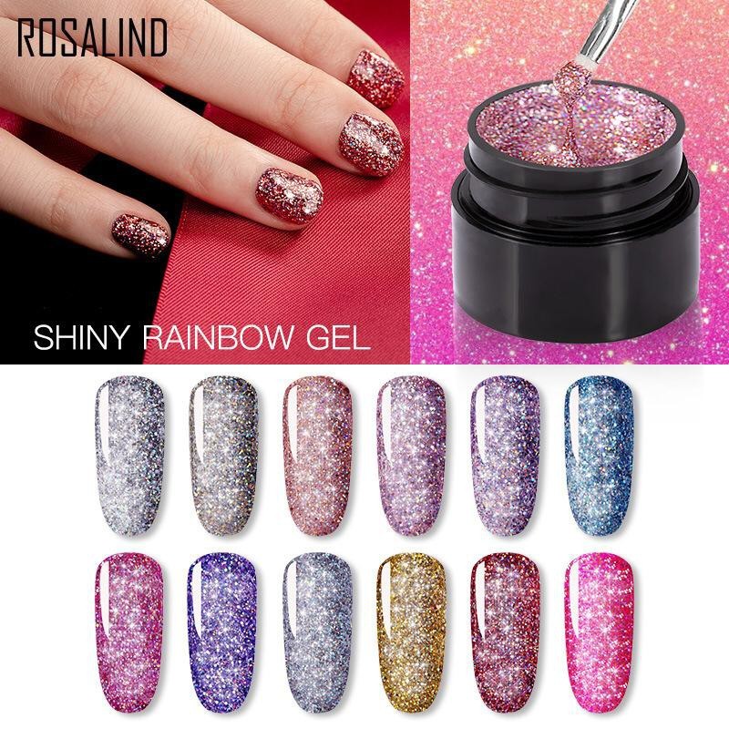 Jual ROSALIND SHINY RAINBOW GEL SERIES Gel Nail Polish UV LED / Kutek