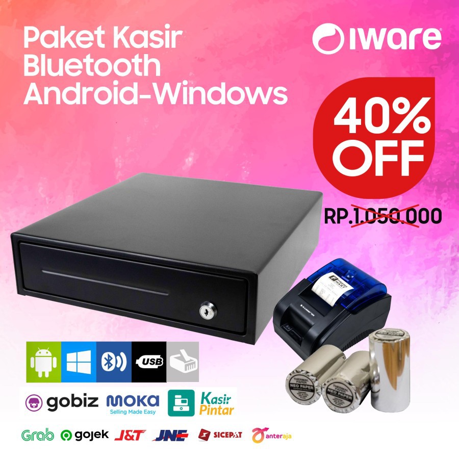Jual PAKET KASIR ANDROID / IOS / WINDOWS (CASH DRAWER+BLUETOOTH PRINTER