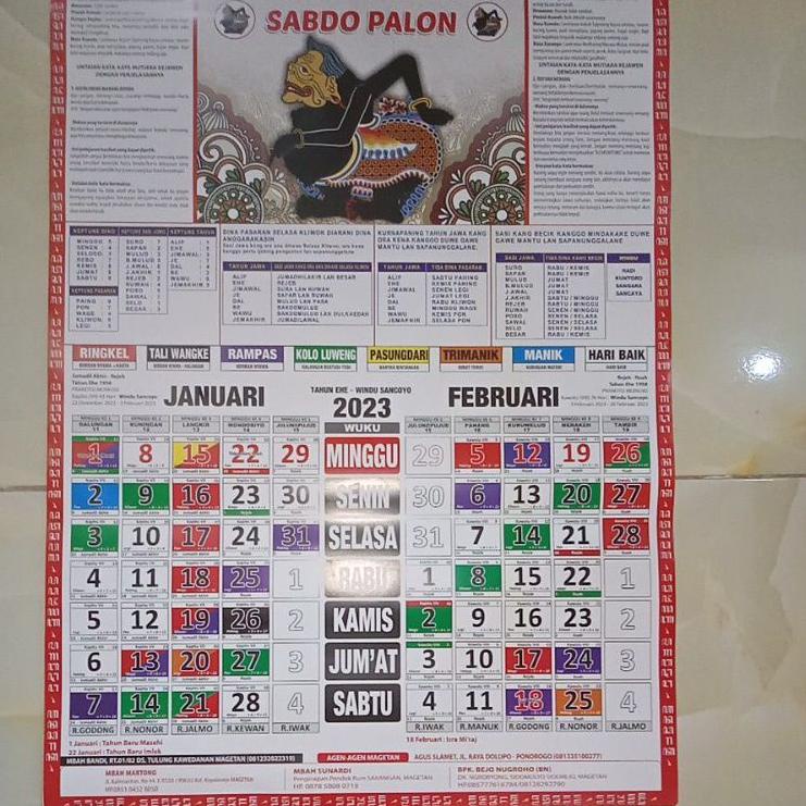 Jual Ny Seller Kalender Kejawen 2023 Sabdo Palon Originalkalender Jawa 2023kalender 2023 6311