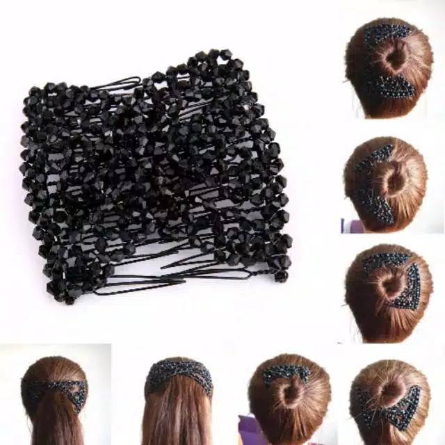 Jual Viralkan85 Klip magic sisir sirkam rambut manik elastis hairdini ...