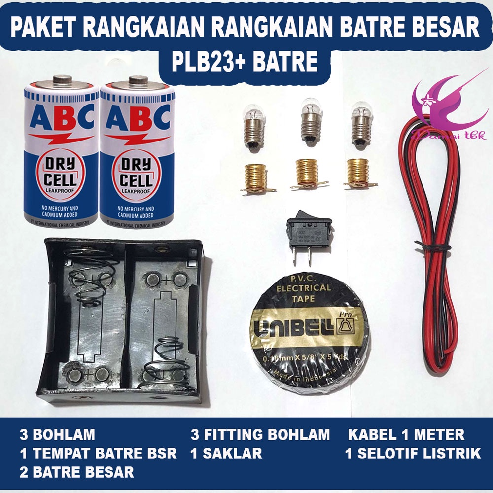 Jual Paket Rangkaian Listrik Lampu Seri Pararel Baterai Jumbo Plb