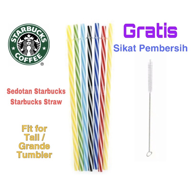 Jual Sedotan Starbucks Plastik Starbucks Straw Gratis Sikat Pembersih