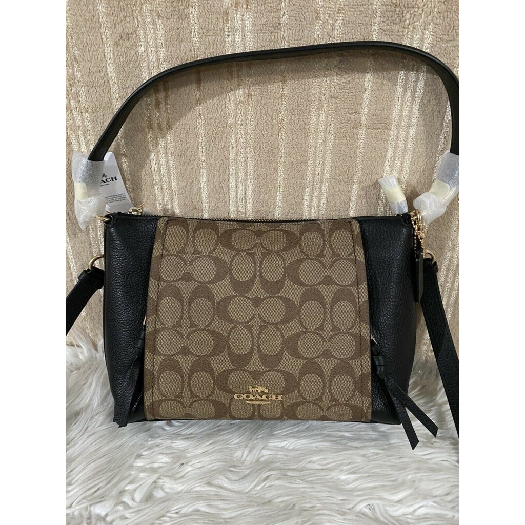 Jual COACH SMALL MARLON SHOULDER BAG IN SIGNATURE CANVAS BLACK Shopee