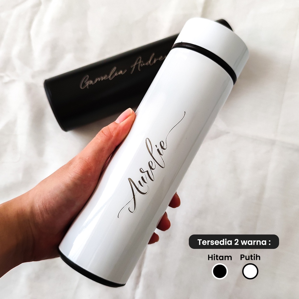 Jual Tumbler No Led Custom Nama Tumblr Stainless Grafir Logo Botol