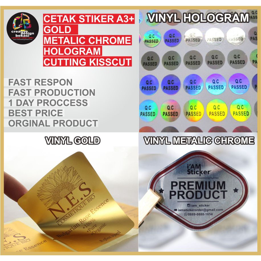 Jual Print Sticker Label Metallic Silver / Gold / Hologram A3+ & KISS ...