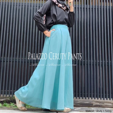 Celana Kulot Panjang Payung Lebar Wanita Muslimah Polos Palazzo Sifon Chiffon Ceruty Pants