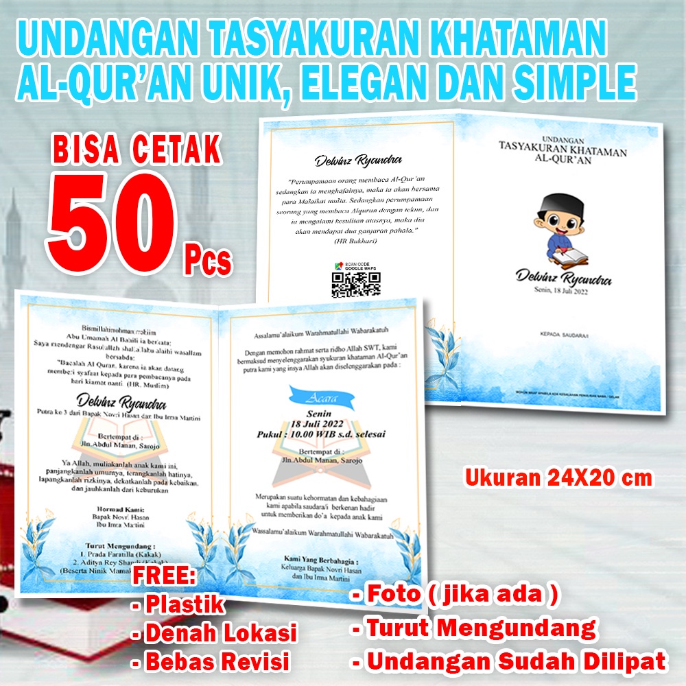 Jual Undangan Tasyakuran Khataman Alquran Khatam Qur'an Khotmil Al