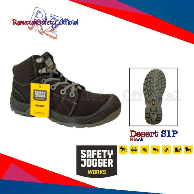 Jual Sepatu Safety Jogger Desert S1P Black HITAM Original Termurah