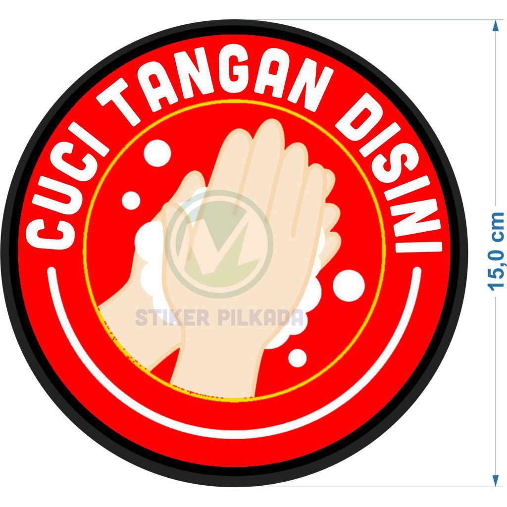 Jual stiker cuci tangan disini 15x15cm -oficial -wanda | Shopee Indonesia