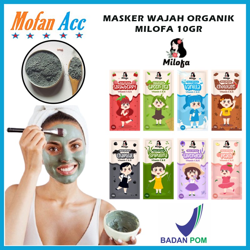 Jual Masker Bubuk Wajah Organik Milofa 10gr Original Bpom Face Mask