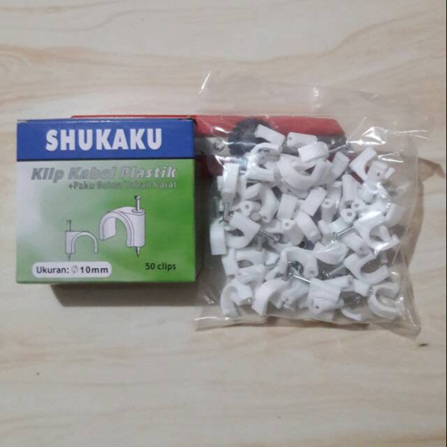 Jual Shukaku Klem Kabel 10mm Paku Clem Beton Plastik Klip Klep Clips